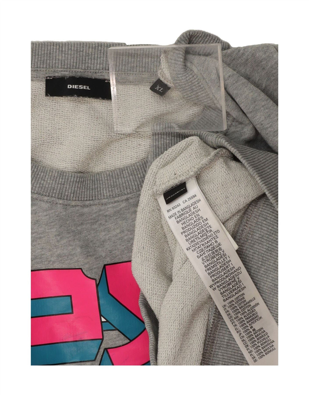 DIESEL Mens Graphic Sweatshirt Jumper XL Grey Cotton Vintage Diesel and Second-Hand Diesel from Messina Hembry 