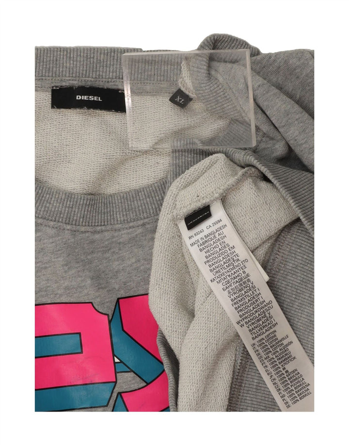 DIESEL Mens Graphic Sweatshirt Jumper XL Grey Cotton Vintage Diesel and Second-Hand Diesel from Messina Hembry 