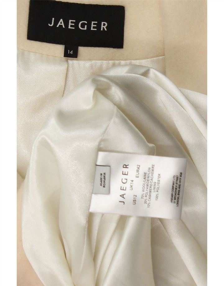 Jaeger Dame Dobbeltradet Frakke UK 14 Large Off White Uld