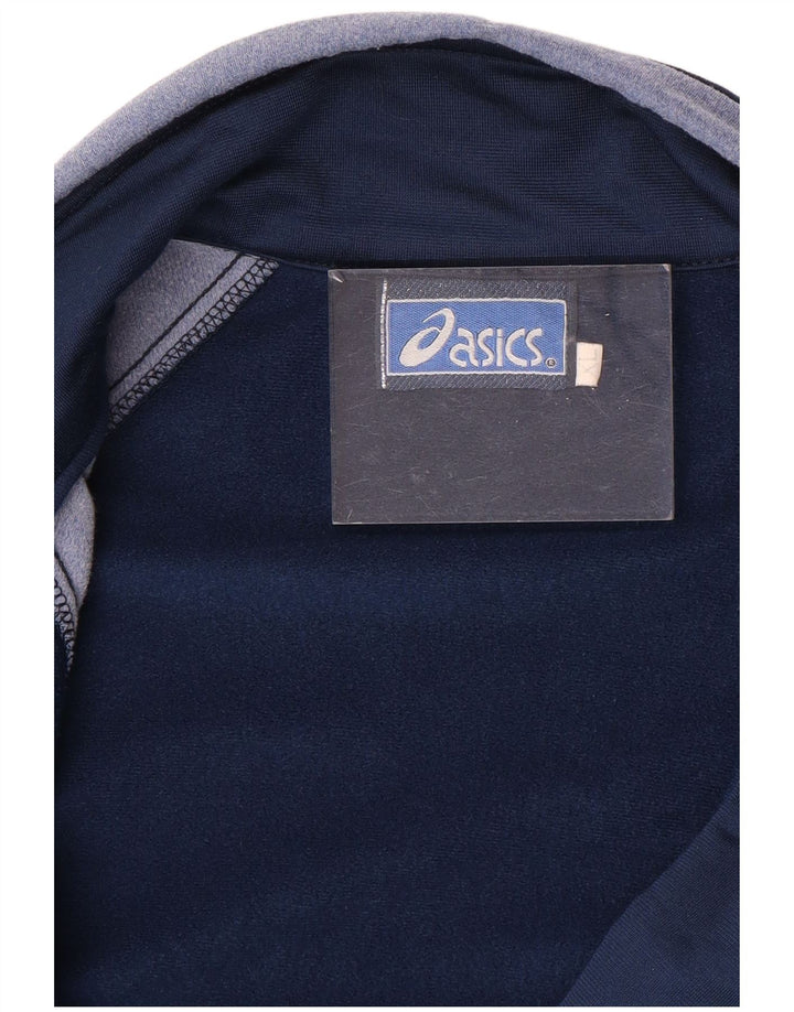 ASICS Mens Graphic Tracksuit Top Jacket XL Navy Blue Colourblock