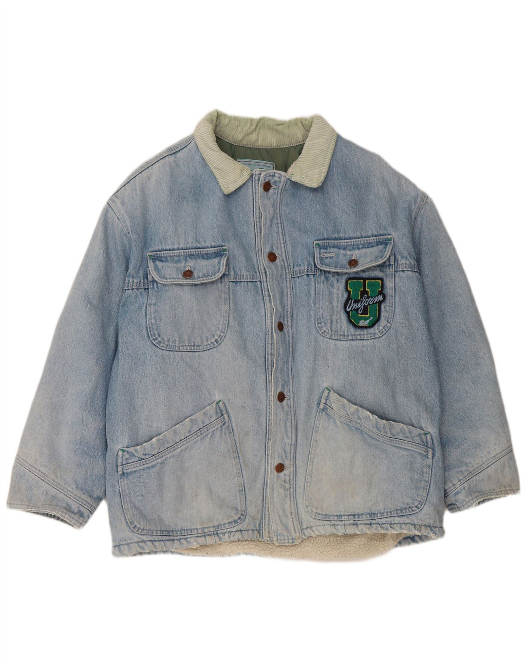 Uniform Mens Denim Sherpa Jacket UK 42 XL Blue