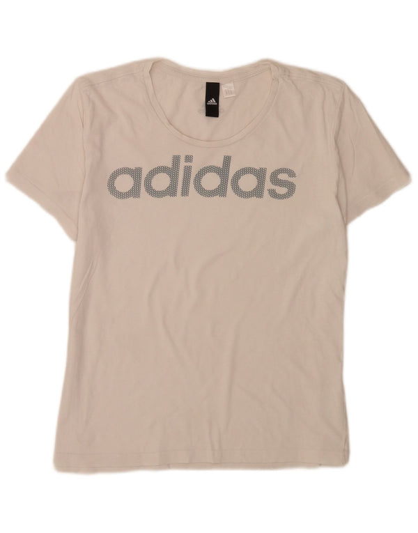 Adidas T-shirt graphique régulier pour femme UK 12 Blanc moyen