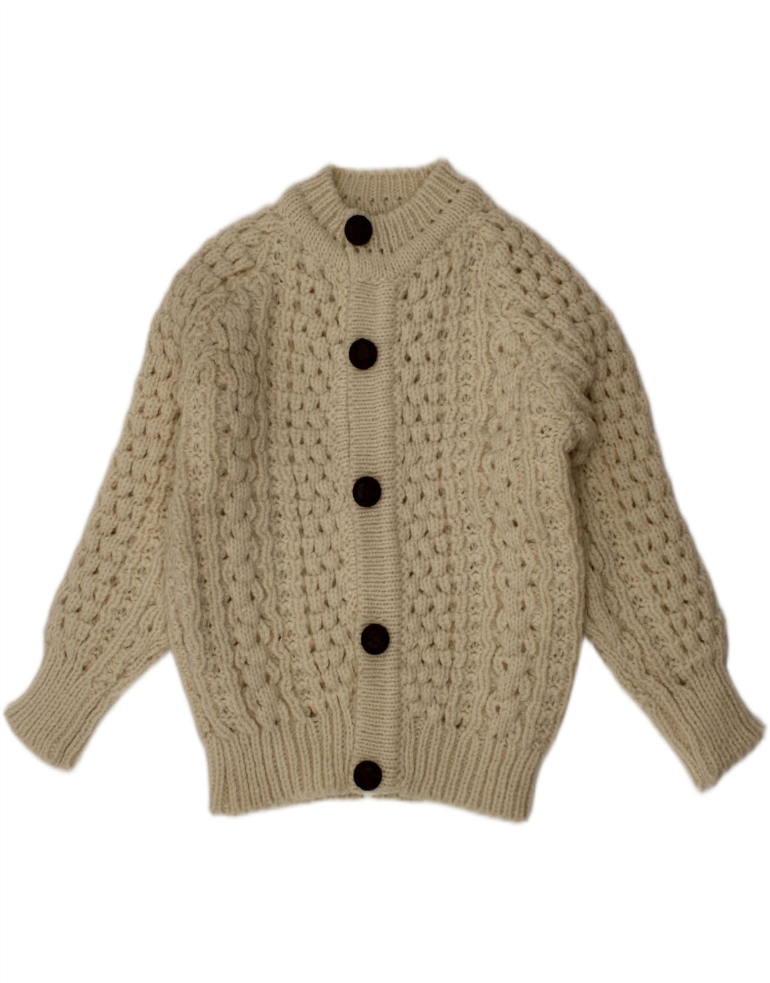 Maglione cardigan per ragazzi Cladyknit 3-4 anni in lana beige