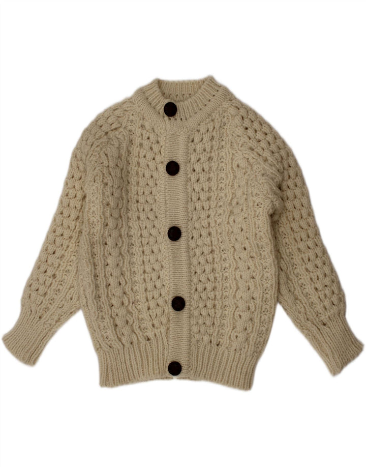 Maglione cardigan per ragazzi Cladyknit 3-4 anni in lana beige