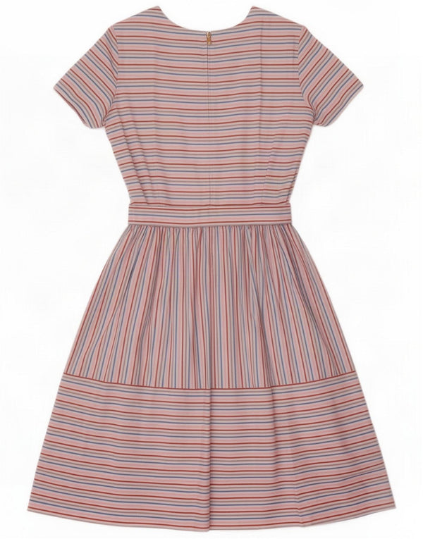 Rochie de epocă pentru femei cu mâneci scurte A-Line UK 10 Mic, multicolore, dungi