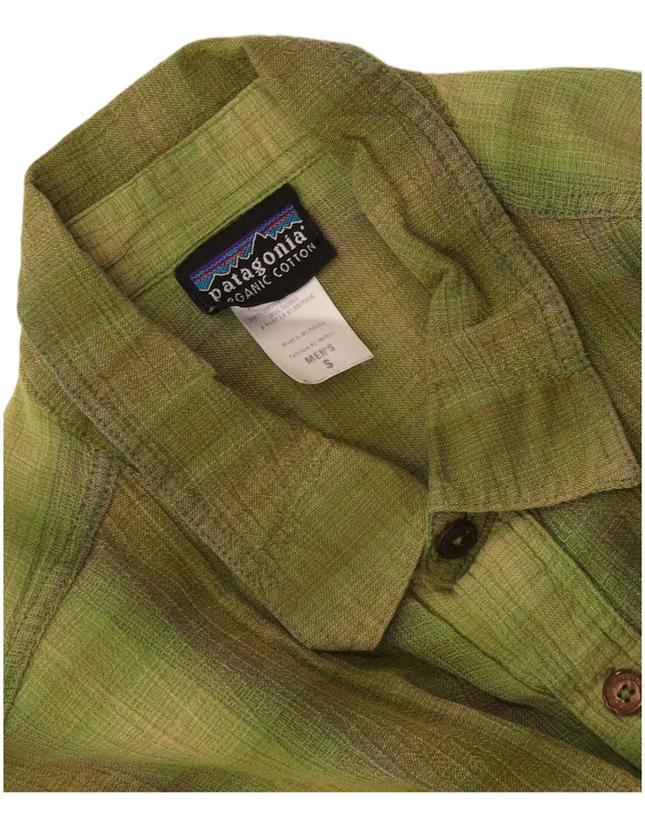 Patagonia Mens Short Sleeve Shirt Small Green Check Cotton