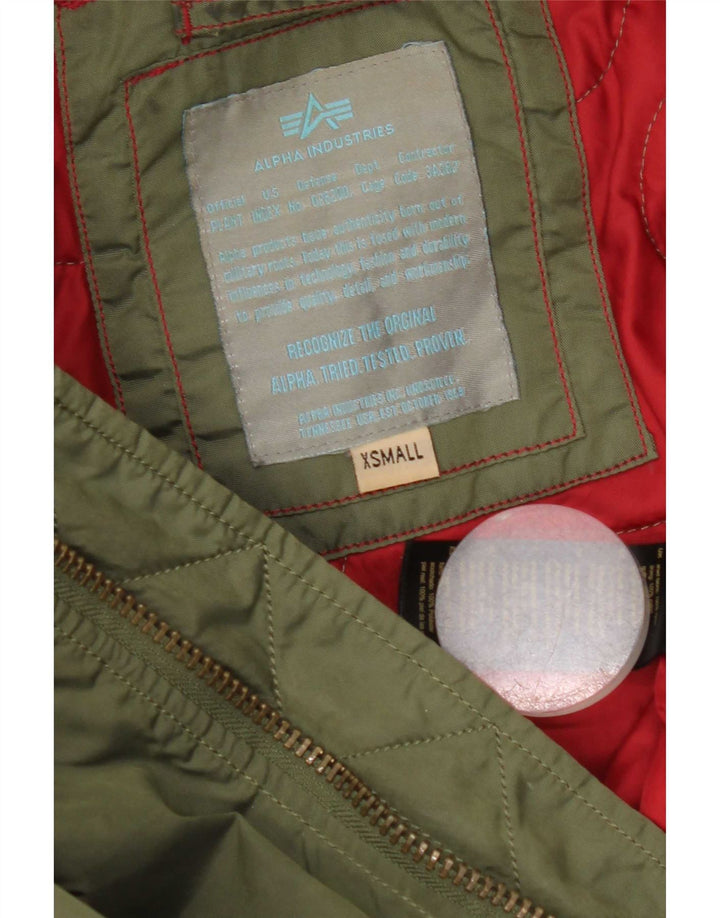 Alpha Industries Womens Graphic Bomber Jacket UK 6 XS Green Nylon