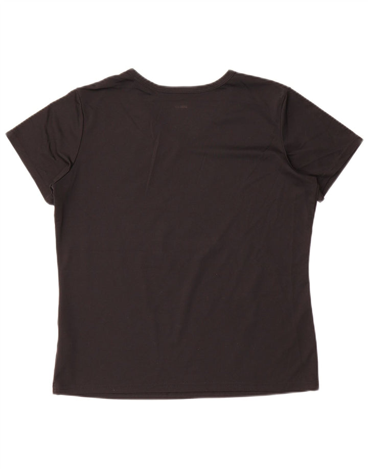 ADIDAS Womens T-Shirt Top UK 14 Medium Black Polyester