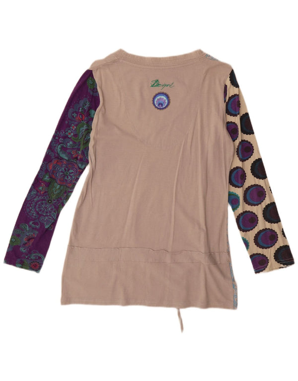 Desigual női absztrakt mintás tunika felső UK 18 XL bézs pamut