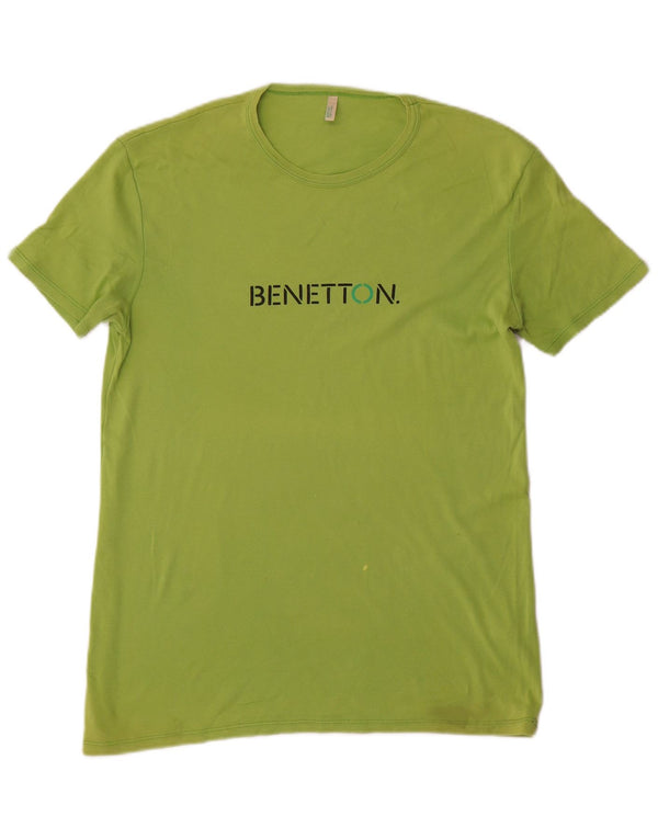 T-shirt grafica da uomo Benetton Top XL in cotone verde