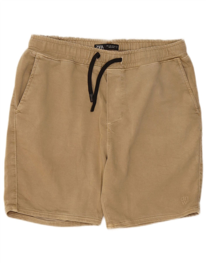 Zara Mens Chino Shorts Large W32  Beige Cotton