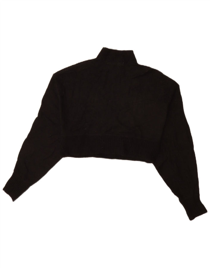 Zara Womens Crop Turtle Neck Jumper Sweater UK 10 Small Black