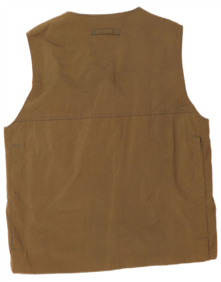 Vintage Herren Utility Gilet IT 50 Large Khaki Polyamid