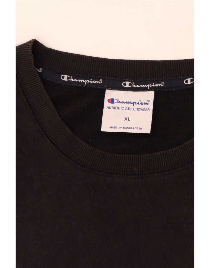 Champion Mens Graphic Sweatshirt Jumper XL Black Cotton