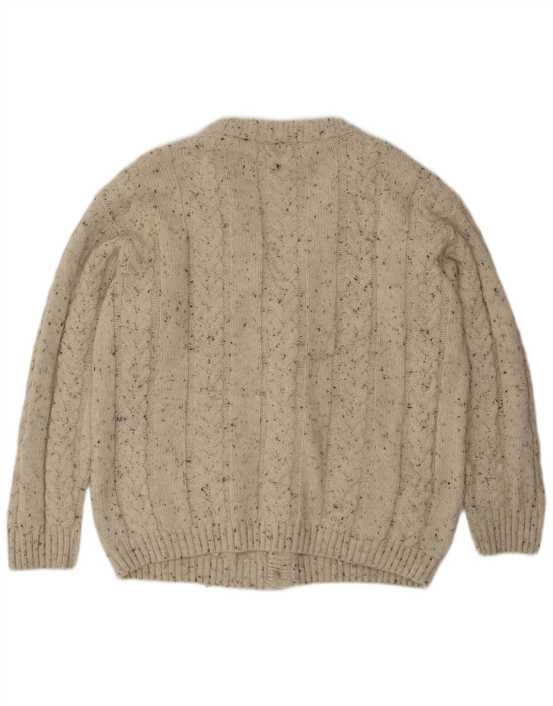Vintage Mens Cardigan Sweater Large Beige Flecked Wool