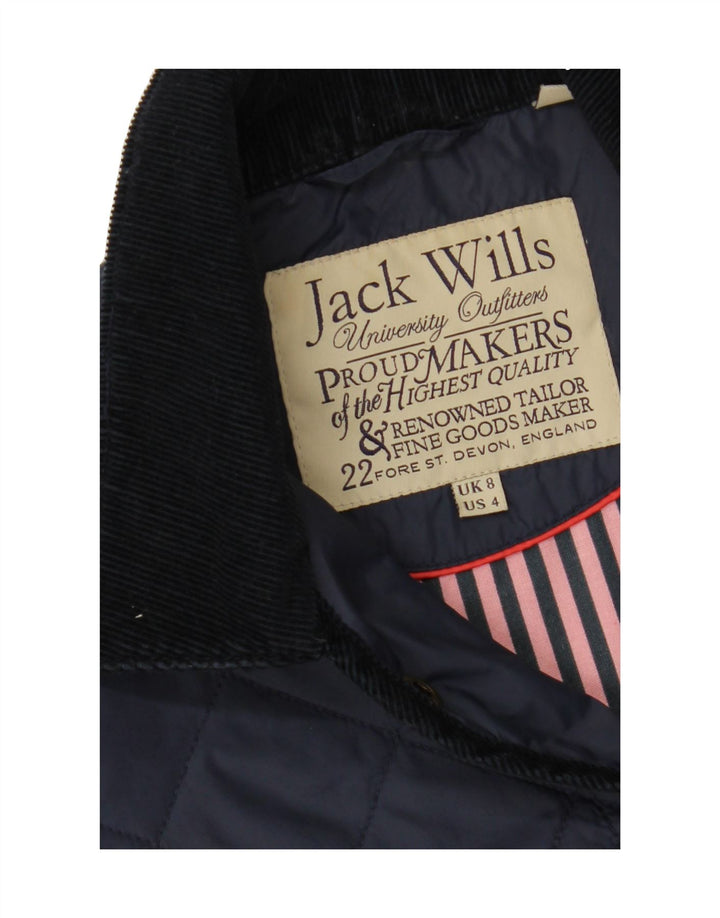 JACK WILLS Womens Quilted Jacket UK 8 Small Navy Blue Nylon Vintage Jack Wills and Second-Hand Jack Wills from Messina Hembry 