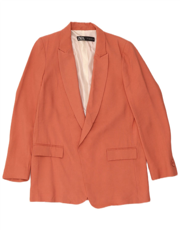 Zara Womens Open Blazer Jacket UK 10 Small Orange Acetate