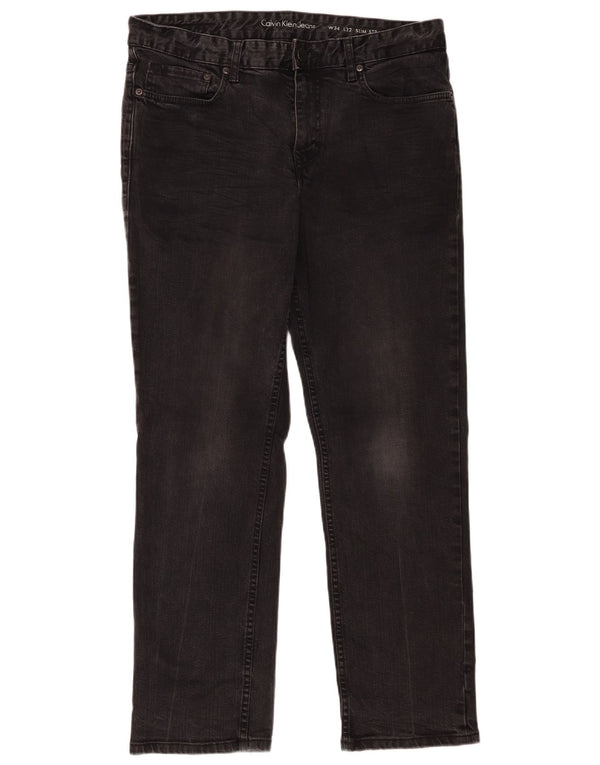 Jeans slim dritti da uomo Calvin Klein W34 L32 cotone nero