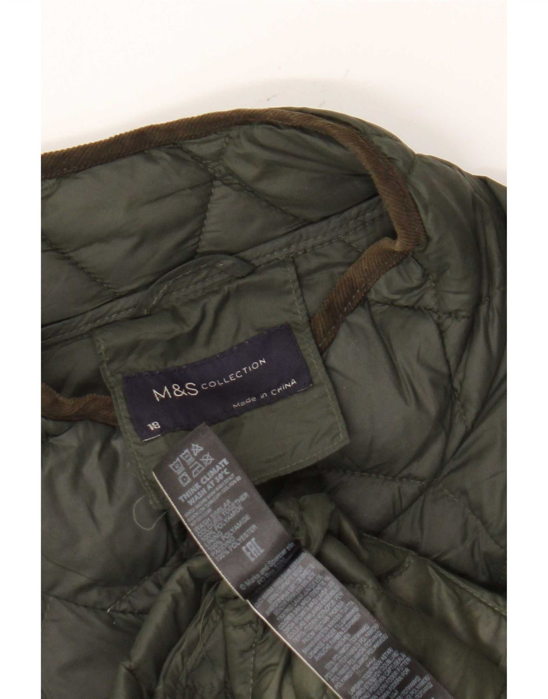 Marks & Spencer Womens Quilted Padded Coat UK 18 XL Khaki Polyamide