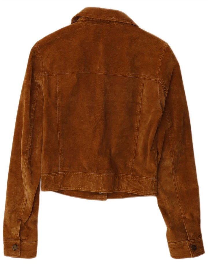 John Baner Womens Suede Jacket UK 8 Small  Brown Leather