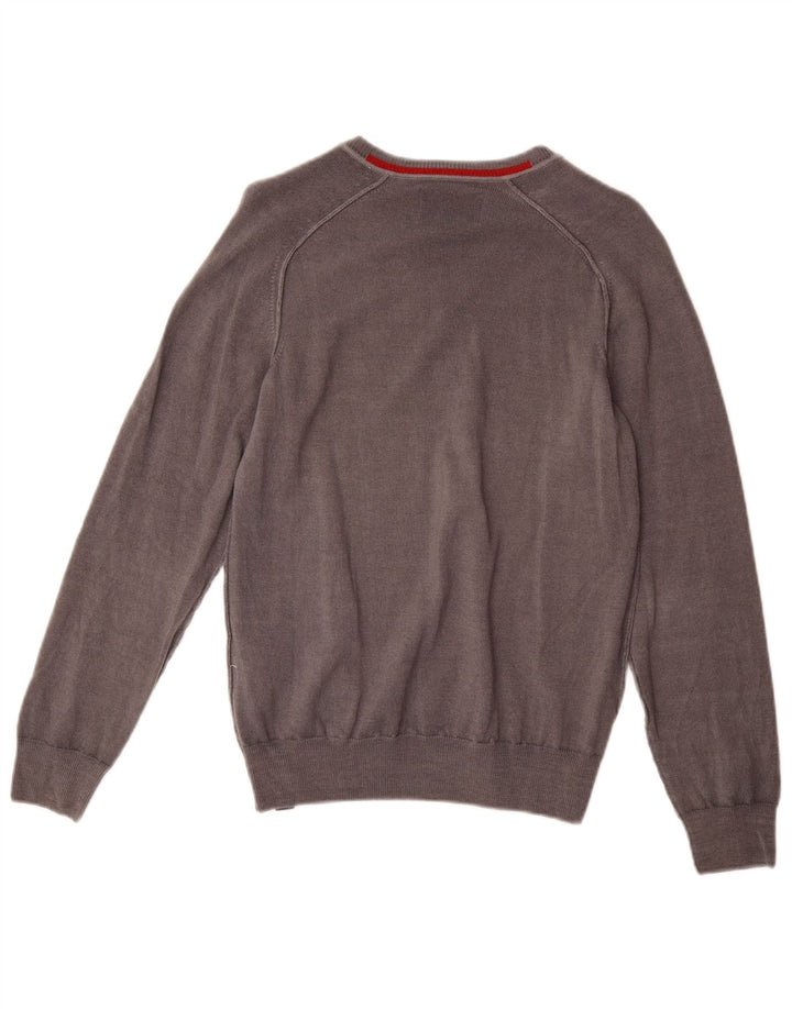 ENERGIE Womens V-Neck Jumper Sweater UK 14 Large Grey Wool