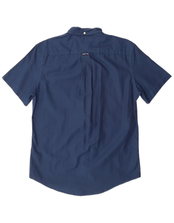 Tommy Hilfiger Mens Short Sleeve Shirt Medium Navy Blue Cotton