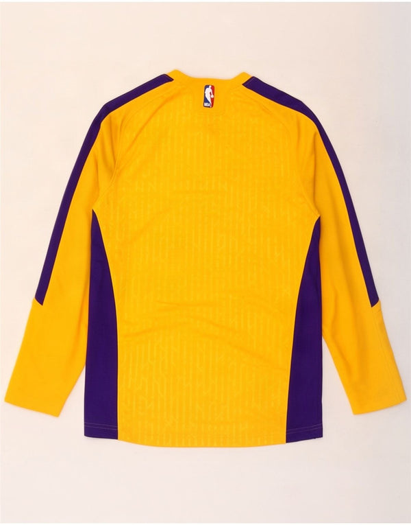 Adidas Mens Lakers Graphic Top Long Sleeve Small Yellow Colourblock