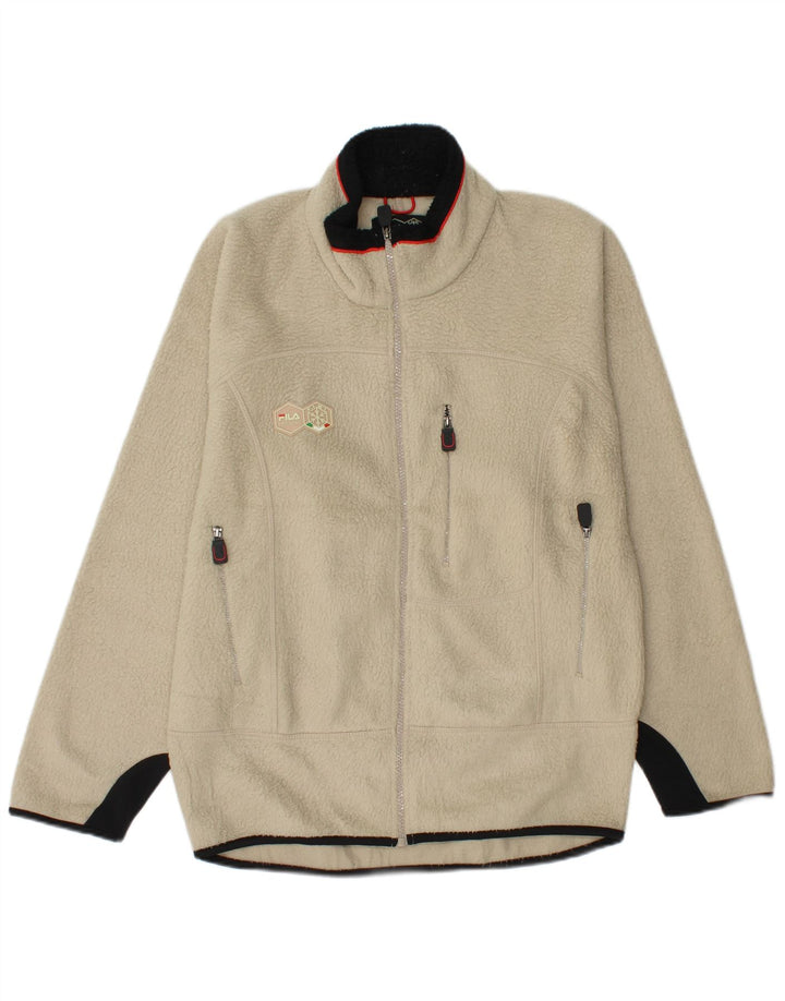 Giacca in pile da uomo FILA UK 36 Small Beige Colourblock Poliestere