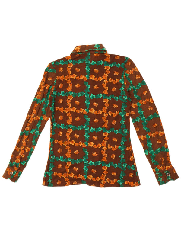 Anna Dameskjorte UK 12 Medium Brown Floral