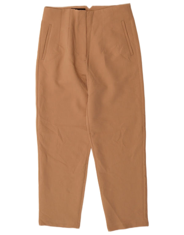 Pantaloni da abito affusolati a vita alta da donna Zara grandi W30 L27 poliestere beige