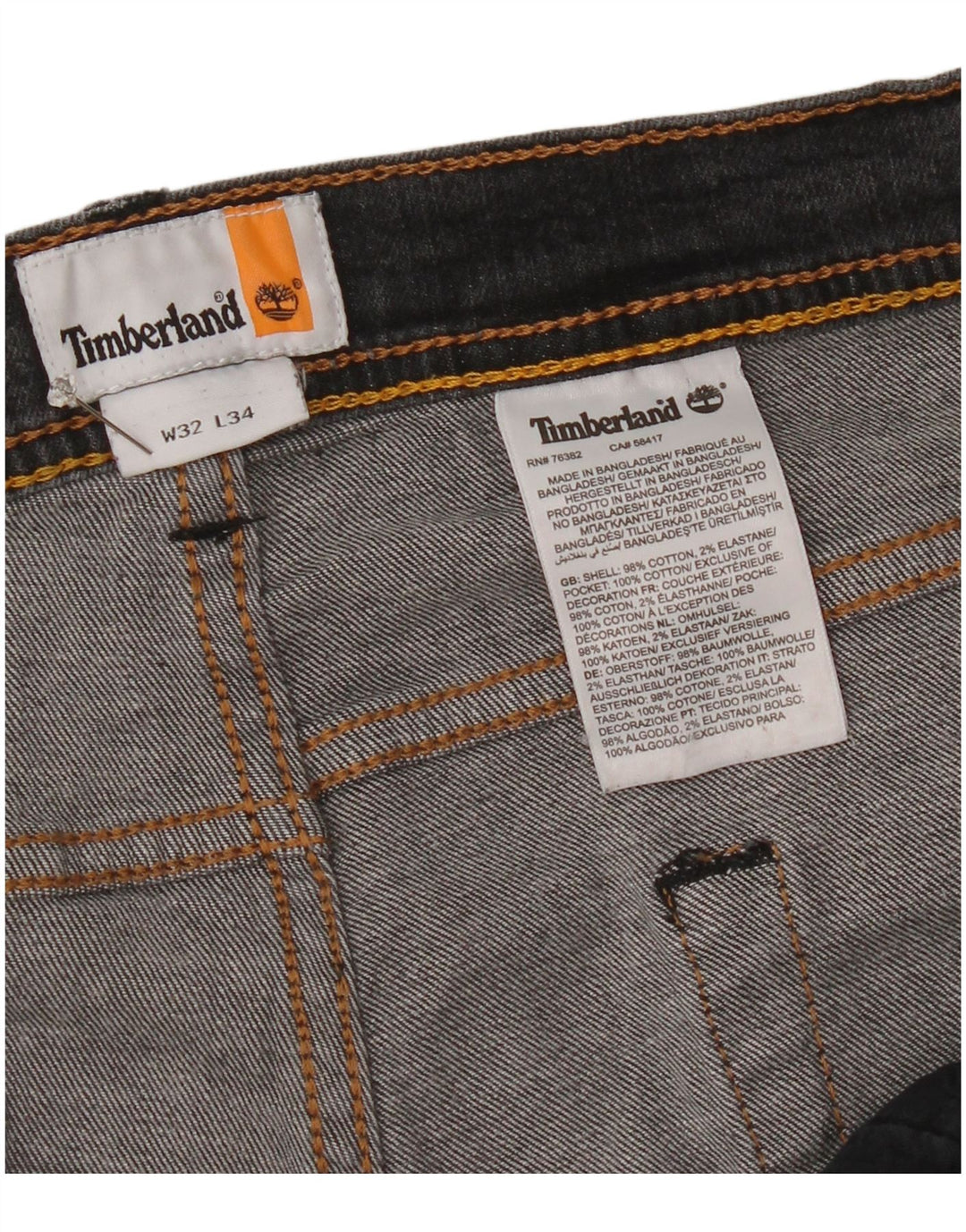 Timberland Mens Slim Jeans W32 L34 Grey Cotton