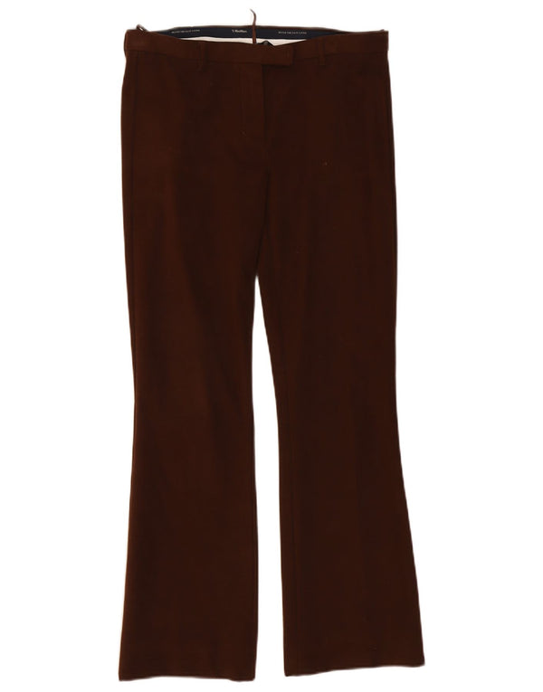 Max Mara Womens Bootcut Suit Trousers UK 14 Large W32 L29 Brown Cotton