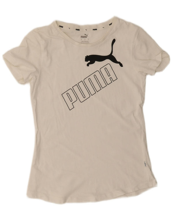 Puma Womens Graphic T-Shirt Top UK 10 Small White