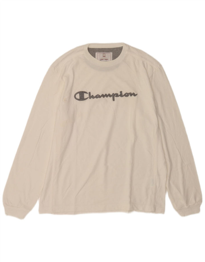 Champion Haut graphique à manches longues pour homme XL en coton blanc