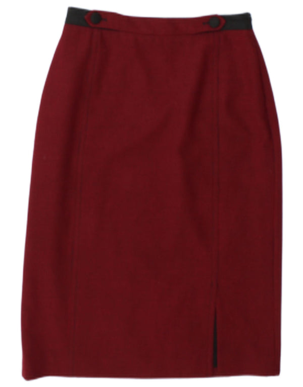 Gonna a tubino da donna Jaeger UK 8 piccola W27 poliestere pied de poule bordeaux