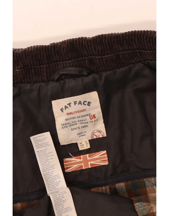Damski płaszcz z woskowanej bawełny Fat Face UK 12, średni czarny