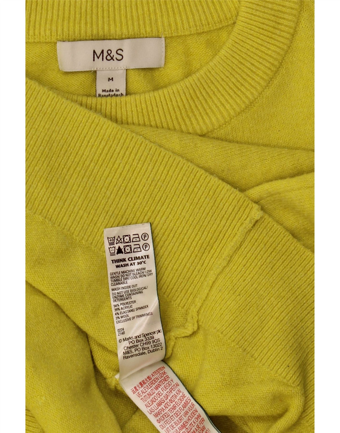 Marks & Spencer Womens Boat Neck Jumper Sweater UK 14 Medium Yellow