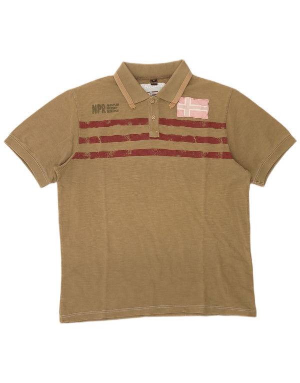 Napapijri Polo Hombre XL Caqui Colorblock Algodón