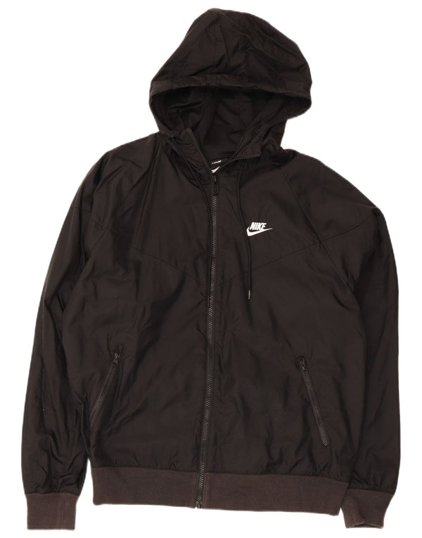 Giacca antipioggia con cappuccio Nike da uomo UK 36 piccola in nylon nero