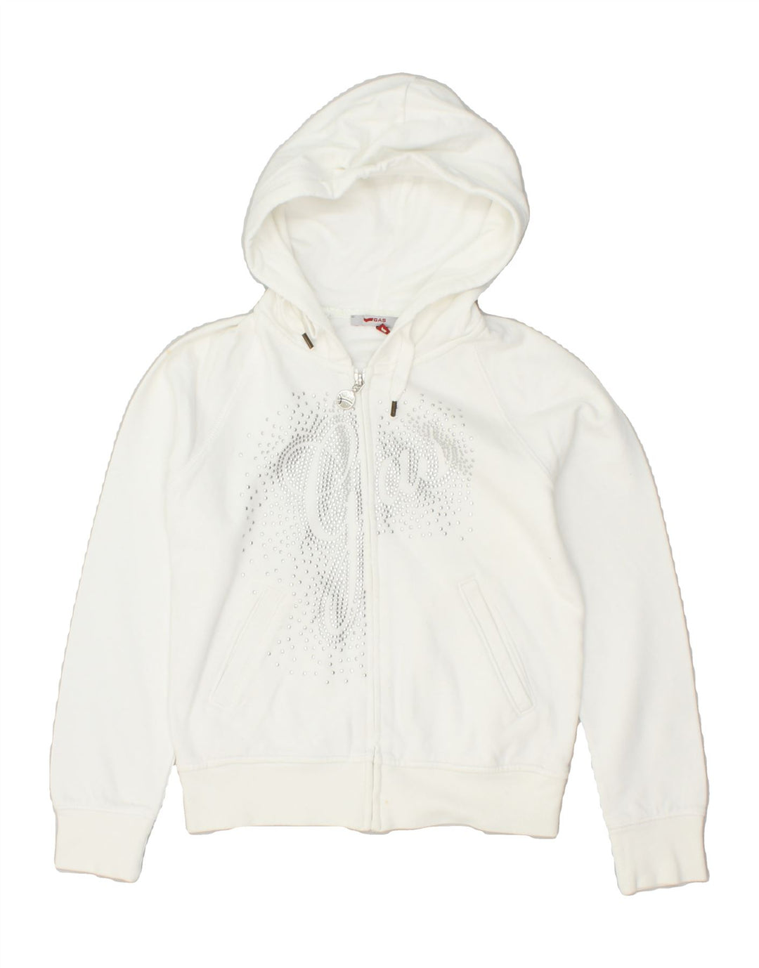 GAS Boys Zip Hoodie Sweater 9-10 Years White Cotton | Vintage Gas | Thrift | Second-Hand Gas | Used Clothing | Messina Hembry 