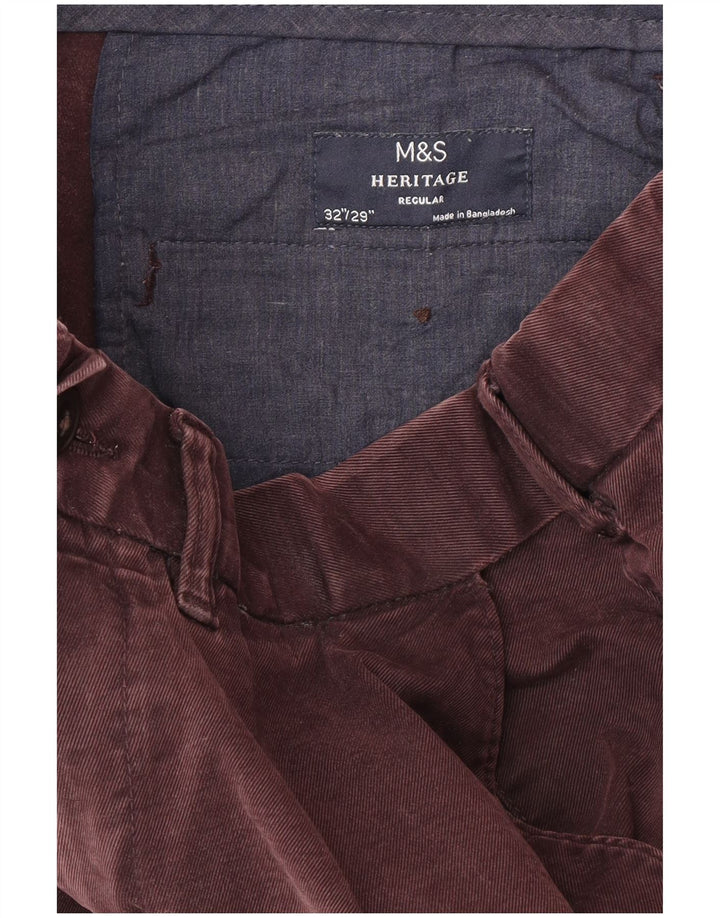 Marks & Spencer Mens Heritage Regular Chino Trousers W32 L29 Burgundy