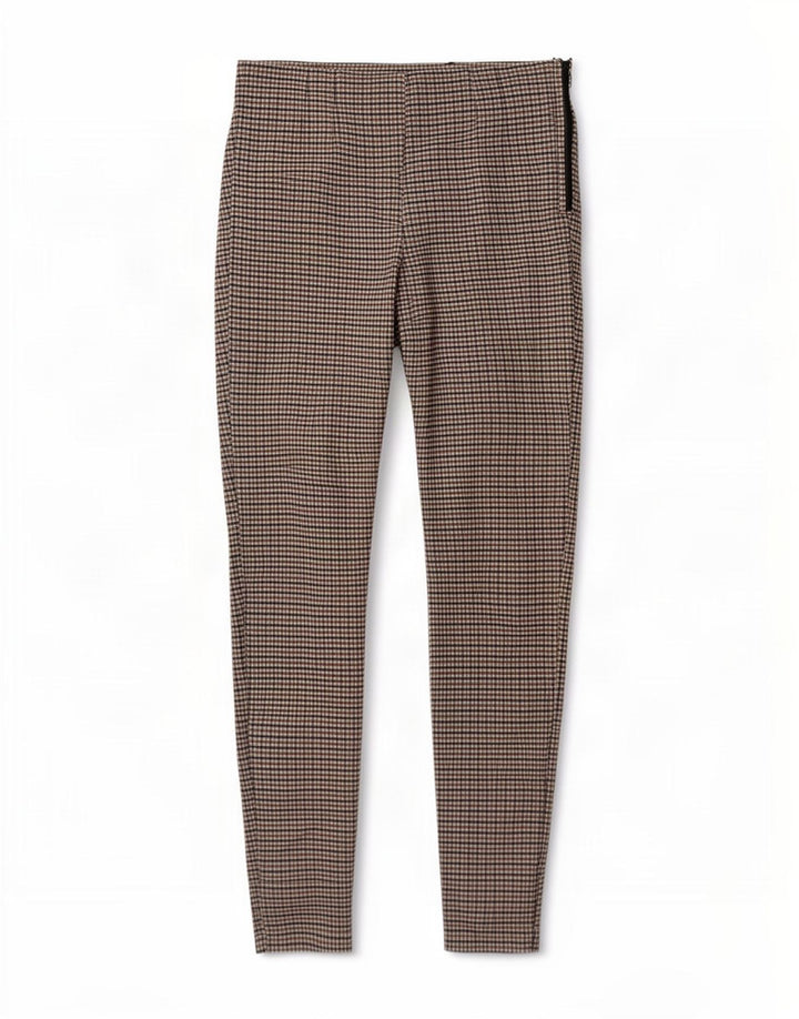 Zara Womens Leggings UK 12 Medium Brown Gingham