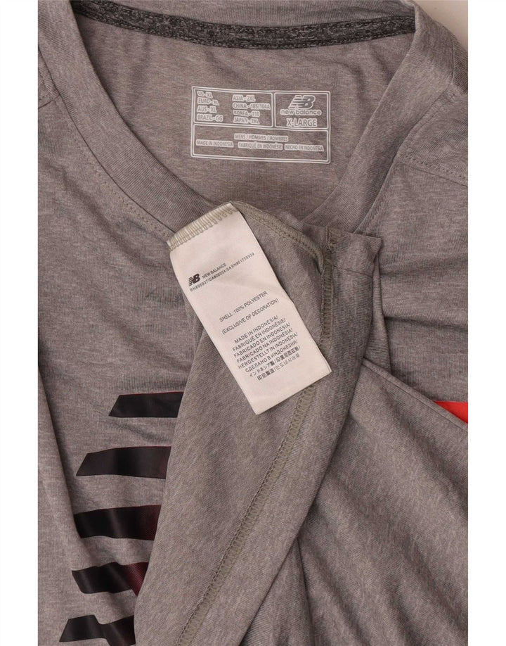 New Balance Mens Graphic T-Shirt Top XL Grey Polyester