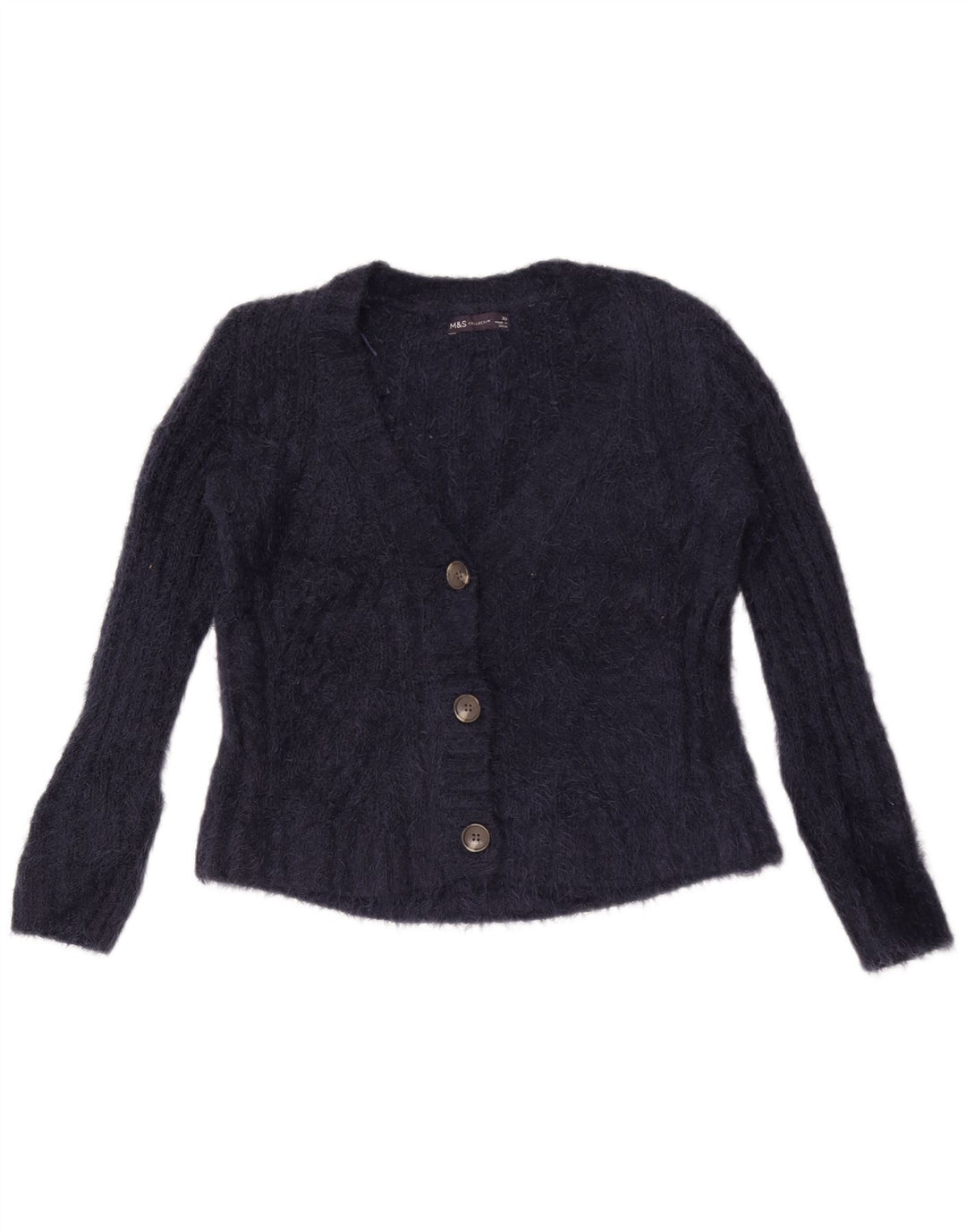 Marks & Spencer Womens Oversized Cardigan Sweater UK 6 XS Navy Blue