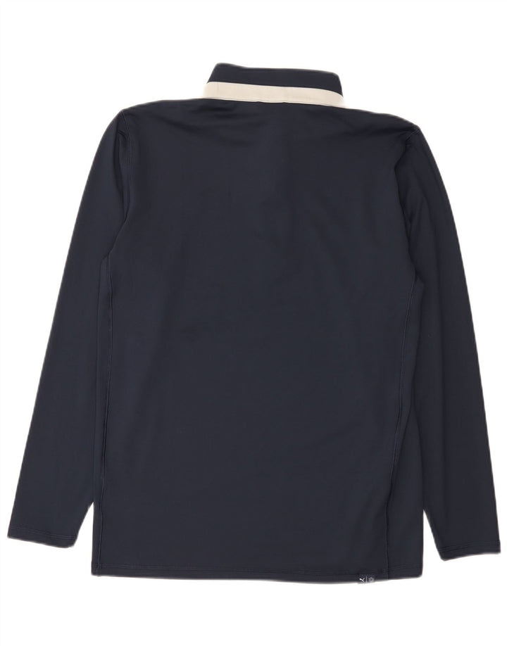 Puma Maglia da uomo con zip e collo a maniche lunghe in poliestere color block medio blu navy