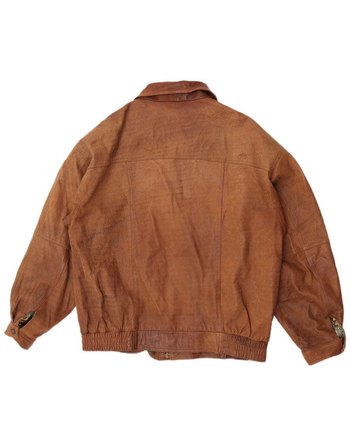 Vintage Mens Leather Jacket UK 42 XL Brown Leather
