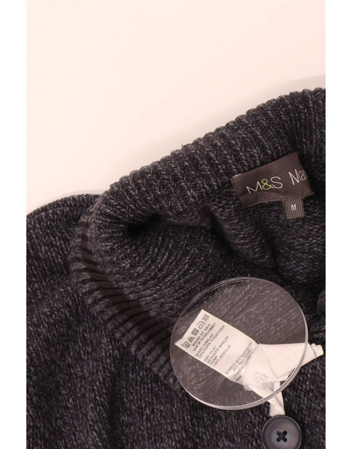 Marks & Spencer férfi gombos nyakú pulóver, közepesen sötétkék foltos