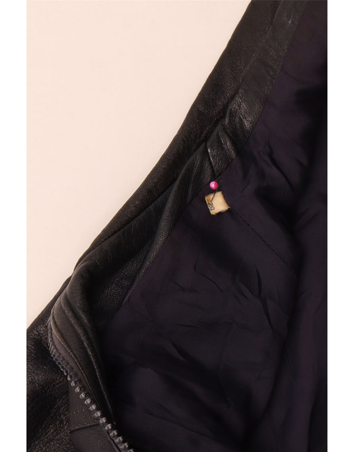 Vintage Womens Leather Jacket IT 52 2XL Navy Blue
