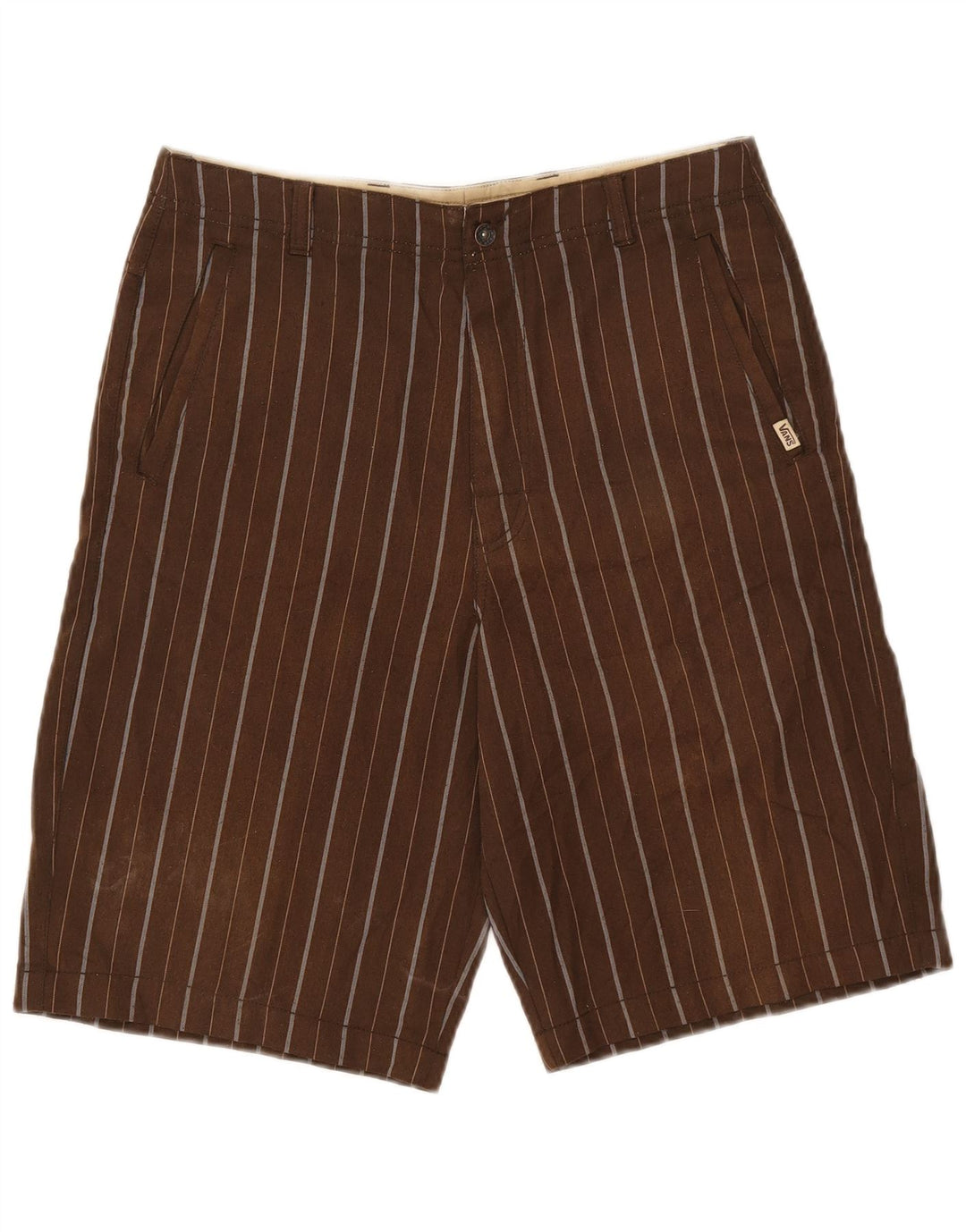 Pantaloncini chino da uomo Vans W28 piccoli in poliestere a righe marroni