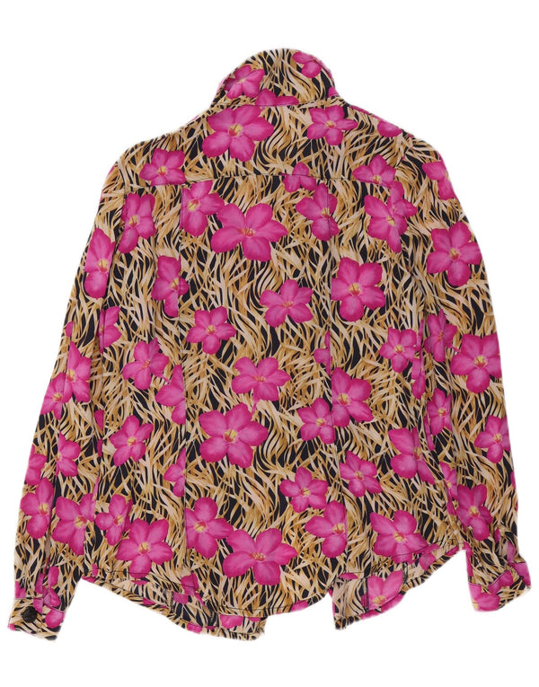 Blouse chemise femme vintage UK 14 Floral rose moyen